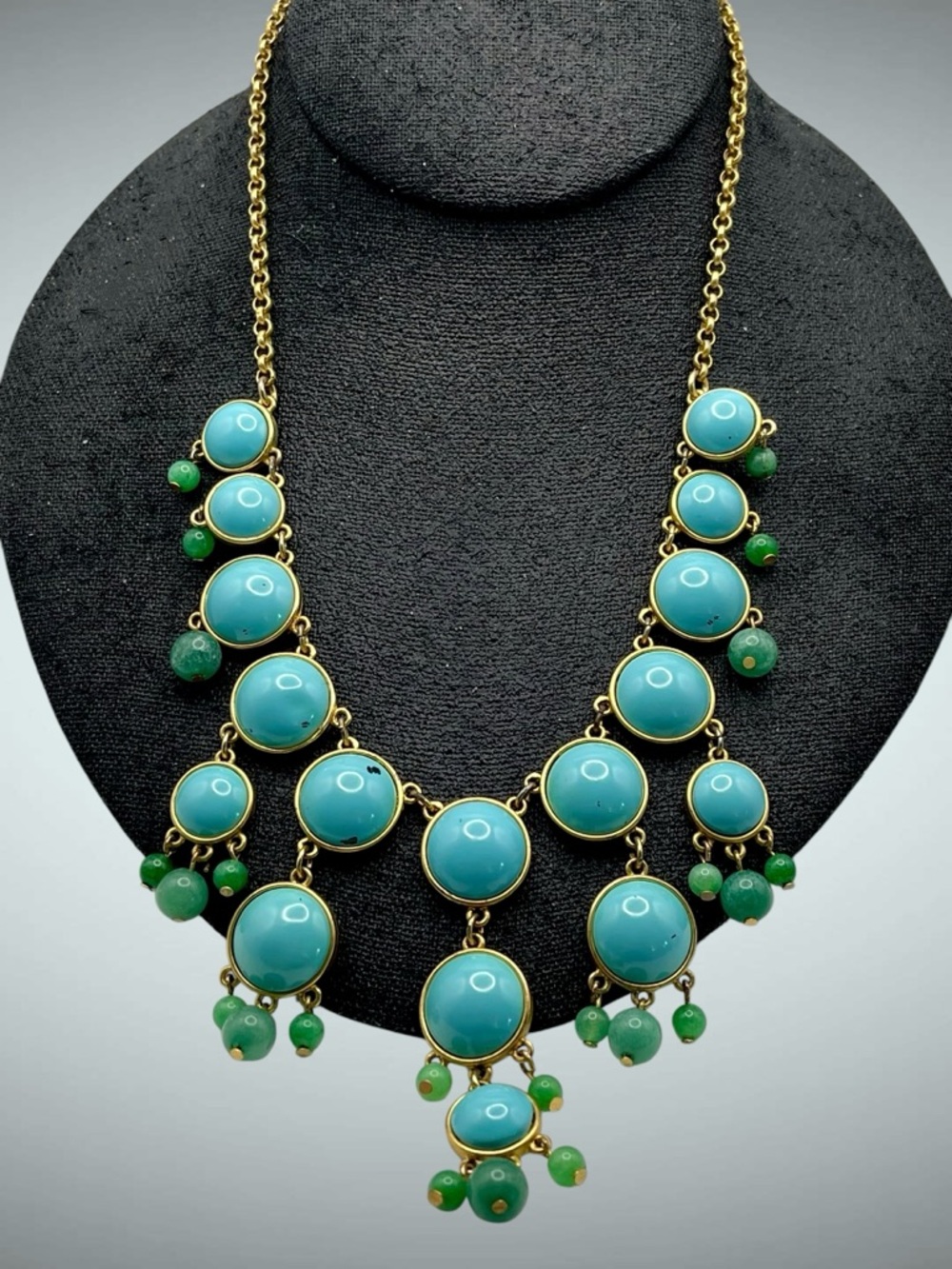 Stylish Talbots Faux Turquoise Bib Drop Statement Necklace Coastal Vibe - Picture 10 of 16